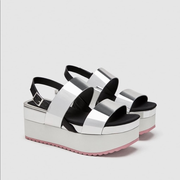 zara silver platform shoes